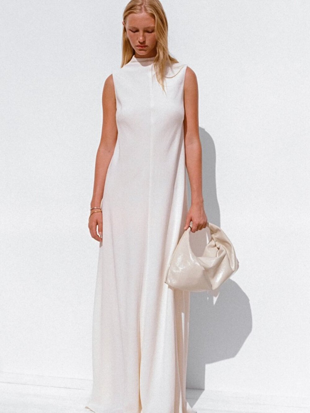 NWT $600 Staud Araya Ivory Designer Wedding Bridal Maxi Dress Gown Sz Medium
